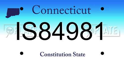 IS84981 Connecticut License Plate