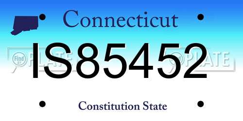 IS85452 Connecticut License Plate