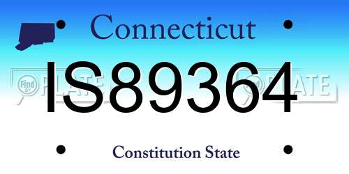 IS89364 Connecticut License Plate