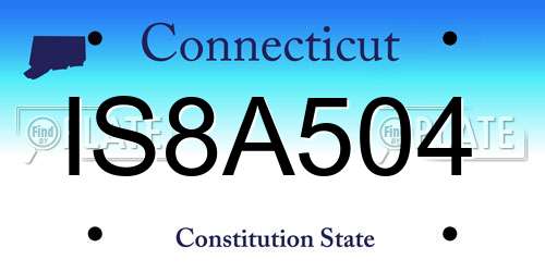 IS8A504 Connecticut License Plate
