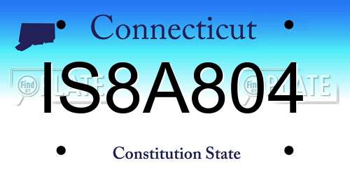 IS8A804 Connecticut License Plate