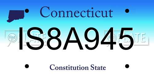 IS8A945 Connecticut License Plate