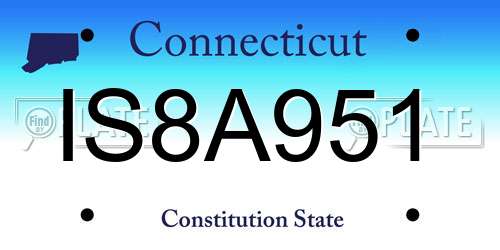 IS8A951 Connecticut License Plate
