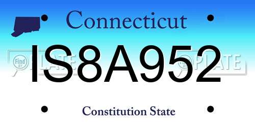 IS8A952 Connecticut License Plate