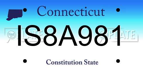 IS8A981 Connecticut License Plate