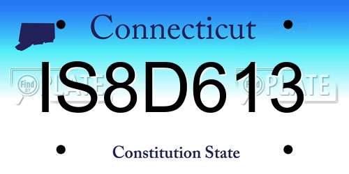 IS8D613 Connecticut License Plate