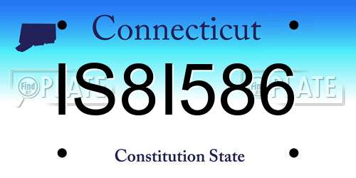 IS8I586 Connecticut License Plate