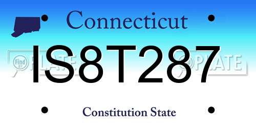 IS8T287 Connecticut License Plate