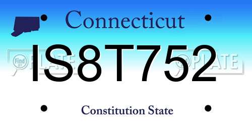IS8T752 Connecticut License Plate