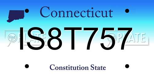 IS8T757 Connecticut License Plate