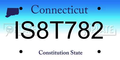 IS8T782 Connecticut License Plate