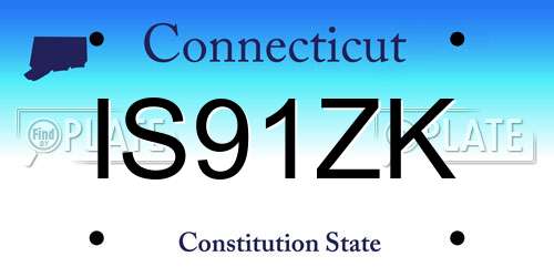 IS91ZK Connecticut License Plate