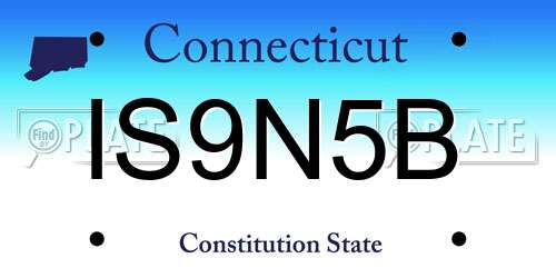IS9N5B Connecticut License Plate