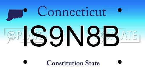 IS9N8B Connecticut License Plate