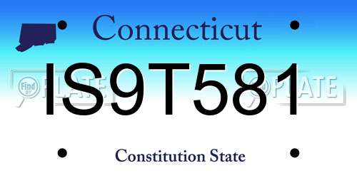 IS9T581 Connecticut License Plate