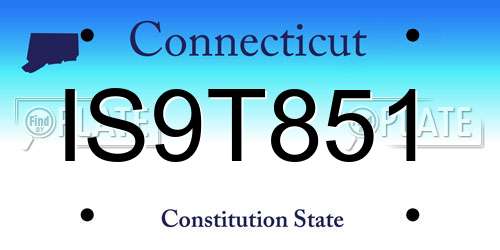 IS9T851 Connecticut License Plate