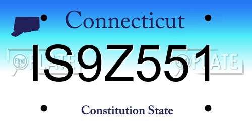 IS9Z551 Connecticut License Plate