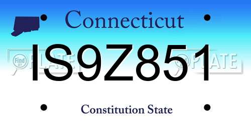 IS9Z851 Connecticut License Plate