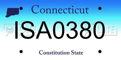ISA0380 Connecticut License Plate