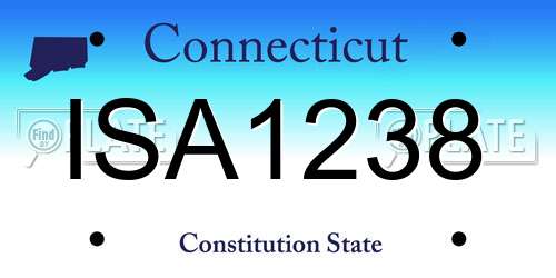 ISA1238 Connecticut License Plate
