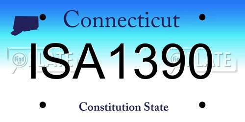 ISA1390 Connecticut License Plate