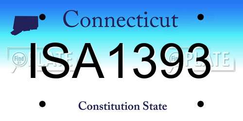 ISA1393 Connecticut License Plate