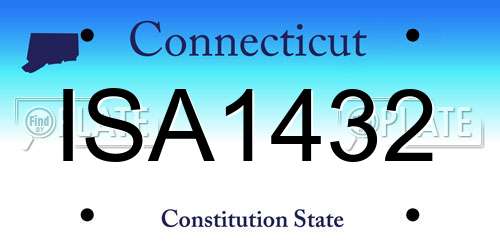 ISA1432 Connecticut License Plate