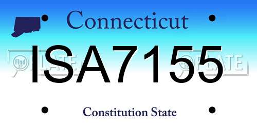 ISA7155 Connecticut License Plate
