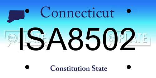 ISA8502 Connecticut License Plate