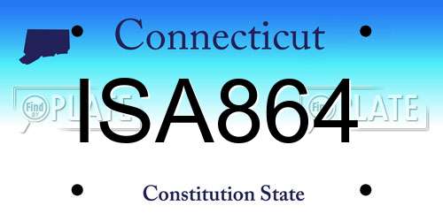 ISA864 Connecticut License Plate