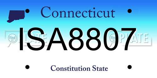 ISA8807 Connecticut License Plate