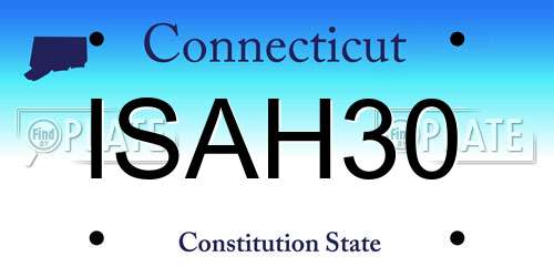 ISAH30 Connecticut License Plate