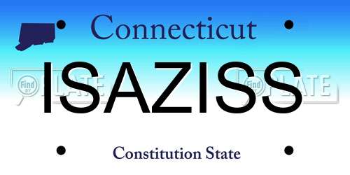 ISAZISS Connecticut License Plate