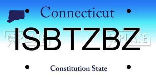 ISBTZBZ Connecticut License Plate