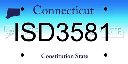ISD3581 Connecticut License Plate
