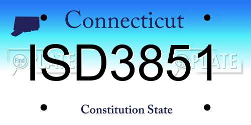 ISD3851 Connecticut License Plate