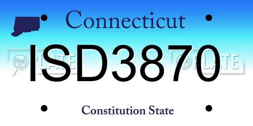 ISD3870 Connecticut License Plate