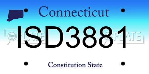 ISD3881 Connecticut License Plate