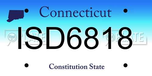 ISD6818 Connecticut License Plate