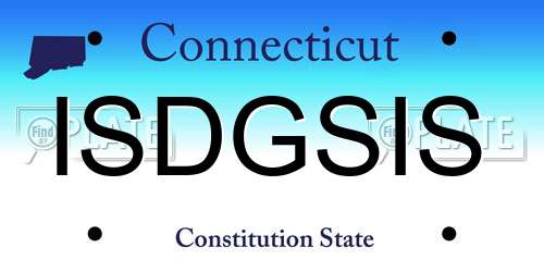 ISDGSIS Connecticut License Plate