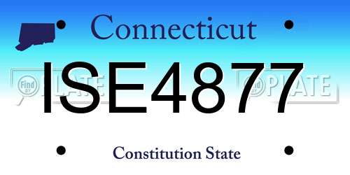 ISE4877 Connecticut License Plate