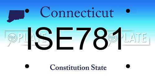 ISE781 Connecticut License Plate