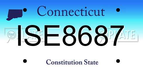 ISE8687 Connecticut License Plate