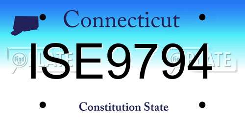 ISE9794 Connecticut License Plate