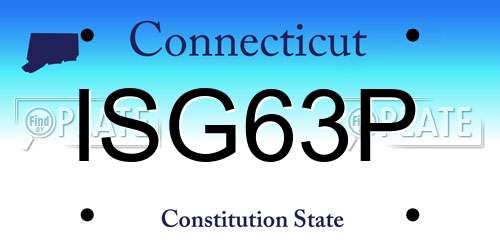 ISG63P Connecticut License Plate