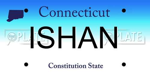ISHAN Connecticut License Plate