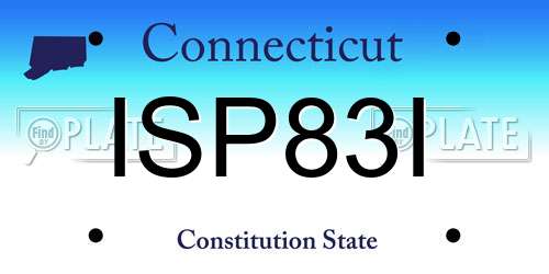 ISP83I Connecticut License Plate