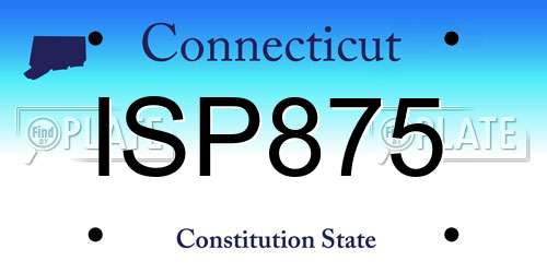 ISP875 Connecticut License Plate