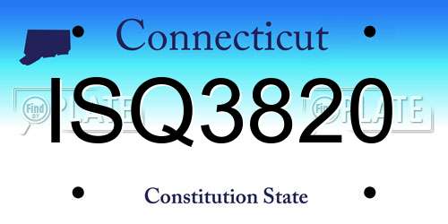 ISQ3820 Connecticut License Plate