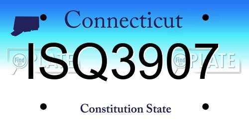 ISQ3907 Connecticut License Plate